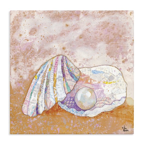 Stupell Industries Bohemian Collaged Clam Shell Pearl Mixed Speckled Ephemera Canvas Art, 17 x 17, by Lisa Morales