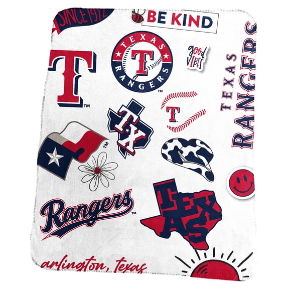 Logo Brands Texas Rangers 50" x 60" Classic Native Fleece Throw Blanket
