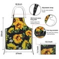 thumbnail image 3 of Black Sunflower White Flower Pattern Apron-Garden Aprons for Women with Pockets-Cotton Linen Waterproof Kitchen Cooking Gardening Aprons Adjustable for Kitchen,Cooking,BBQ and Salon 33x27 Inch, 3 of 7