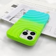 thumbnail image 3 of Compatible with iPhone 14 Pro Max Phone Case Girls Cute Gradient Bicolor Crimp Wave Pattern Soft Silicone Shockproof Camera Protective Back Cover Slim Phone Case for Women - Green Cyan, 3 of 7