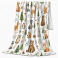 thumbnail image 2 of Watercolor Woodland Animals Deer Fox Bear Raccoon Forest Flannel Blanket, Cozy Sofa Throw for families and Nature Fans, Warm Bedroom bedroom Reading Nook Home Decor, Birthday Gift, 2 of 9