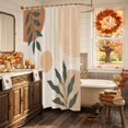 thumbnail image 5 of Bohemian Shower Curtain, Waterproof Shower Curtains for Bathroom, Abstract Boho Circle Striped Leaves Beige Washable Fabric Bathtub Curtain Set Bath Decor with 12 Hooks 72"x78", 5 of 8