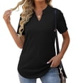 thumbnail image 4 of Giftesty Women Loose Casual Short Sleeve V-Neck Solid Casual Blouse T-Shirt Tunic Tops, 4 of 9