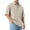 Khaki_008, variant on Domuza Mens Textured Short Sleeve Shirts Corduroy Casual Solid Button Polo Shirt Comfy Wrinkle Free Tops Army Green L