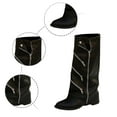 thumbnail image 6 of Aihuaihua Knee Higt Boots Women, Fold Over Boots for Women Wide Calf Knee High Foldover Boots Chunky Side Zipper Western Knee High Boots with Multiple Zippers Black Boots, 6 of 9