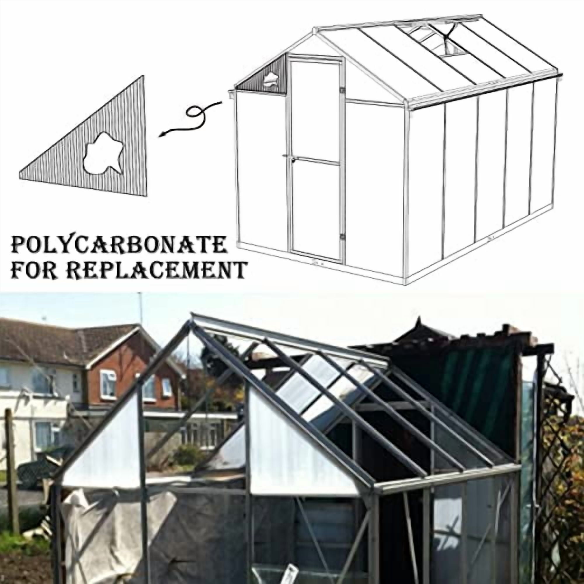BPS 6Pcs 24"(W) x72(L)×0.16" Polycarbonate Panels, Waterproof UV Protected Reinforced Sheets, Outdoor Garden and Greenhouse Covering, Twin-Wall Clear Sheets