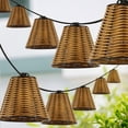 thumbnail image 6 of JONATHAN Y Payton 10-Light Indoor/Outdoor 10 ft. Classic Cottage LED G40 Faux-Rattan Shaded String Lights, Brown, 6 of 7