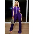 thumbnail image 2 of Women Casual 2 Piece Outfit Tracksuits High Waist Flared Pant Workout Sets with Pockets, 2 of 6