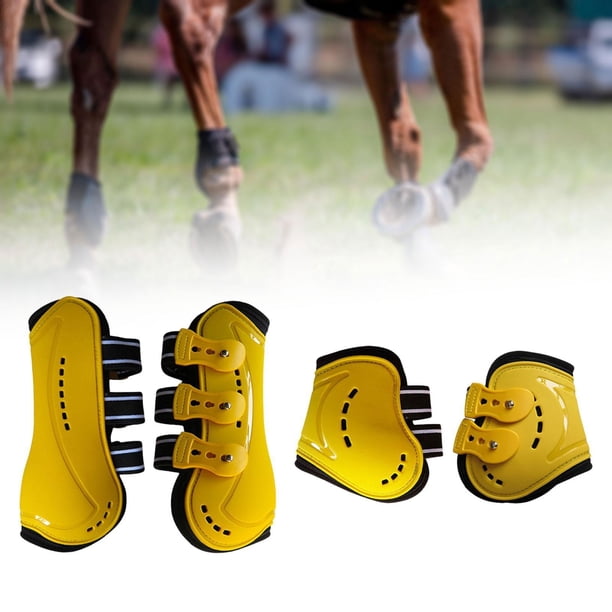 4x botas de caballo, protector ligero de patas traseras delanteras para principiantes en deportes de salto Amarillo y M