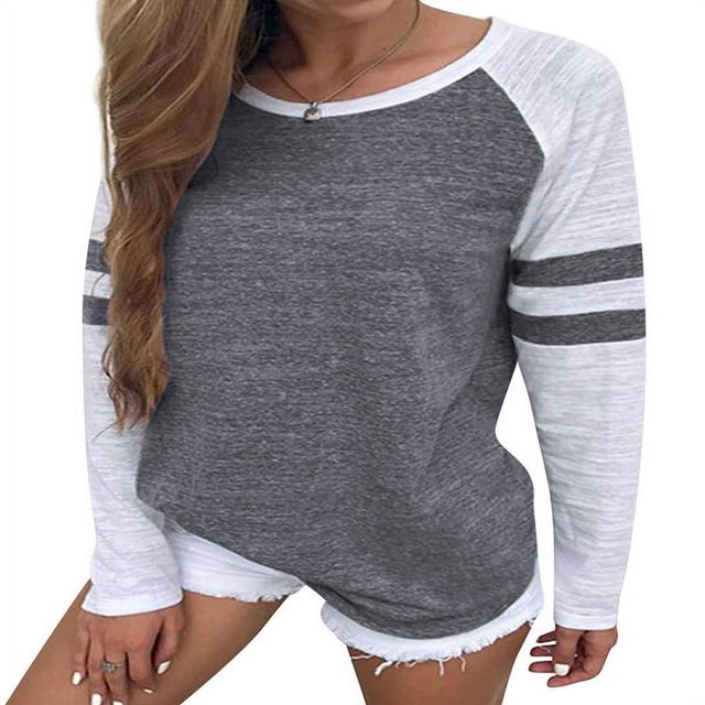 CHOK Women Stripe Stitching Short Sleeve Colorblock T-shirt