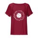 thumbnail image 4 of Blusa superior de lino y algodón con estampado de manga corta y cuello redondo con borlas para mujer Pompotops  hkajfhjk469414, 4 of 5