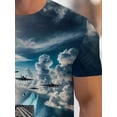 thumbnail image 5 of Men's 3D T-shirt, with an aircraft carrier, very suitable for external exploration. Made of soft fabrics, sea-colored, clever and solid, very suitable for meals or at home., 5 of 6