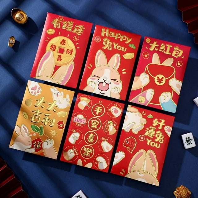 Langgg Enveloppes Rouges de Printemps avec Créativité Personnalisée, Enveloppes Rouges du Nouvel An avec Enveloppes Rouges Mignonnes et Exquises