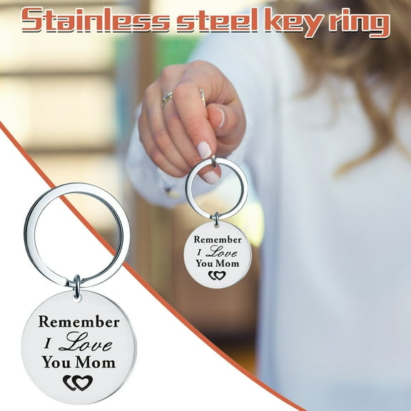 Fzsteel Engraved Stainless Steel Keychain with 'Remember I Love You Mom' Message - Heartwarming Gift for Mother's Day, Birthday, Teachers' Day, Appreciation Present for Loved Ones