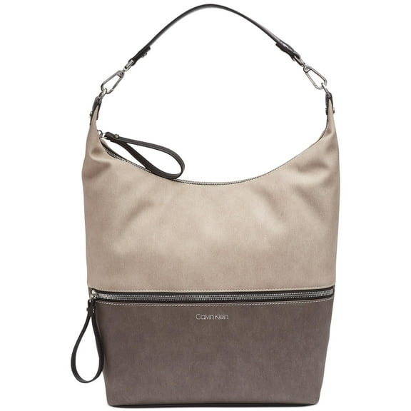 Calvin Klein Women's Elaine Hobo Large Shoulder Bag Grey Combo/Silver Small Size
