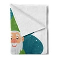 thumbnail image 2 of Gnome Soft Flannel Fleece Blanket, Funny Elf with Mushroom in Forest at Magic Starry Night Noel Celebration, Cozy Plush for Indoor and Outdoor Use, 50" x 70", Fern Green Petrol Blue, by Ambesonne, 2 of 5