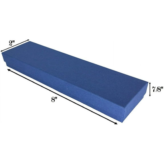 888 Display - Pack of 12 Boxes of 2" x 8" x 7/8" H Dark Navy Kraft Cotton Filled Jewelry Boxes