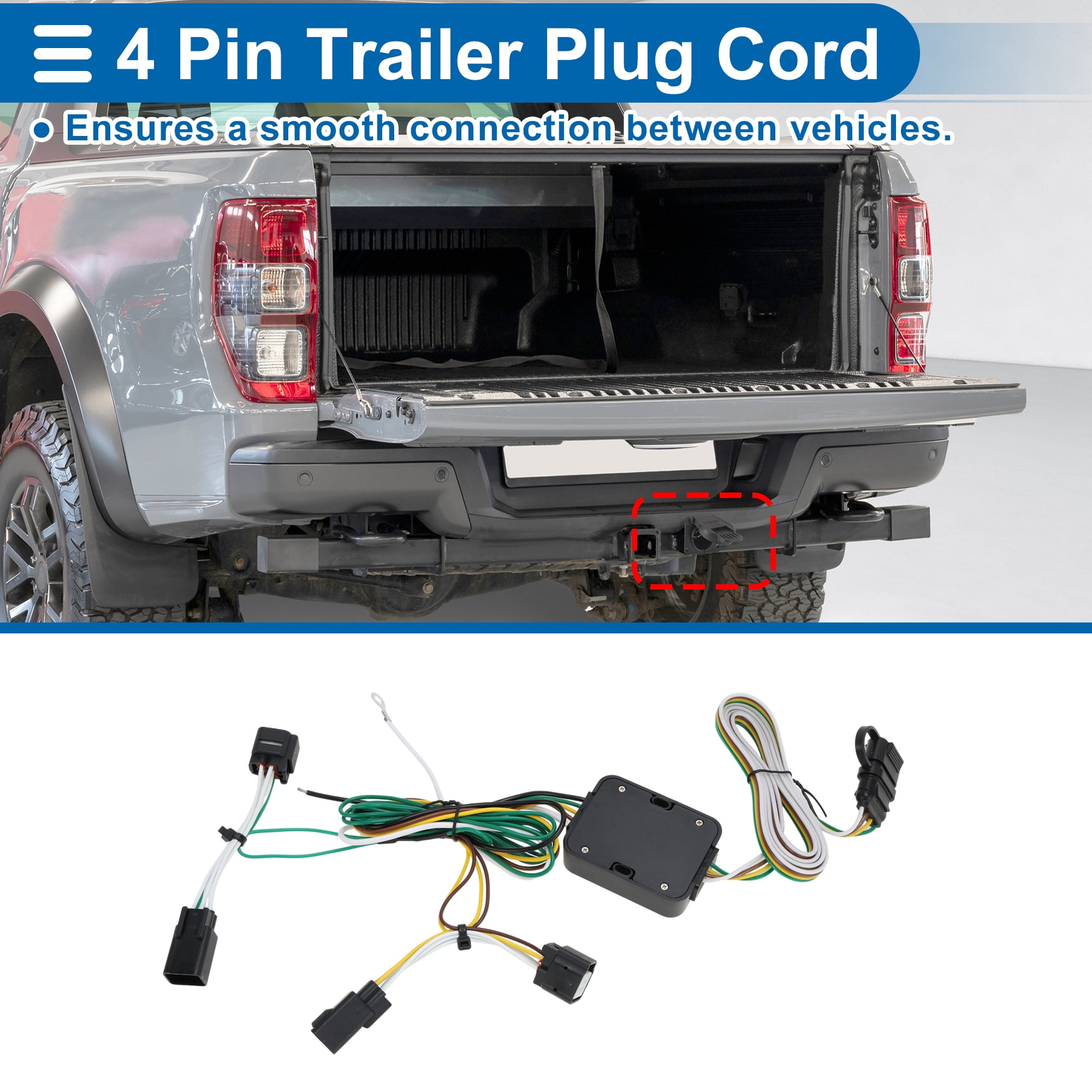 Unique Bargains 4 Pin Trailer Wiring Harness No.56501 Towing Hitch Wiring for Kia