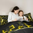 thumbnail image 5 of Manfei Gaming Bedding Comforter Set,Geometric Grid Twin Comforter Sets,Gradent Yellow Black Bedding Set For Boy,Microfiber Room Decor Reversible,2-Piece, 5 of 8