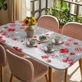 thumbnail image 3 of Grey Red Christmas Table Cloths for 3 Foot Rectangle Tables, Xmas Tree Snowflake Winter Patio Waterproof Elastic Fitted Tablecloths, Washable Rectangular Table Cover for Camping, 3 of 8