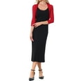 thumbnail image 3 of INSPIRE CHIC Women's Semi Sheer Tops Elegant 3/4 Sleeves Cardigan Bolero Shrug XS Red, 3 of 7
