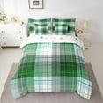 thumbnail image 2 of Homewish Classic Geometric Plaid 7-Piece Twin Bedding Sets,Modern Abstract Checkered Bedding Comforter Set,Green White Sheet Sets For Girl Boys,Microfiber Bedroom Decor Reversible, 2 of 8