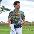 thumbnail image 4 of Daiia Colorful Plant Turtle Pattern Men’s Polo Shirts,Solid Deck Shirt,Classic Fit, Breathable Cotton Polo for Casual and Sport Wear-Medium, 4 of 7