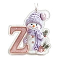thumbnail image 2 of romoty Personalized Christmas Letter Ornaments, Cute Purple Snowman Initial Pendants, 2D Flat Acrylic Monogram Tree Car Mirror Decor, 2 of 7