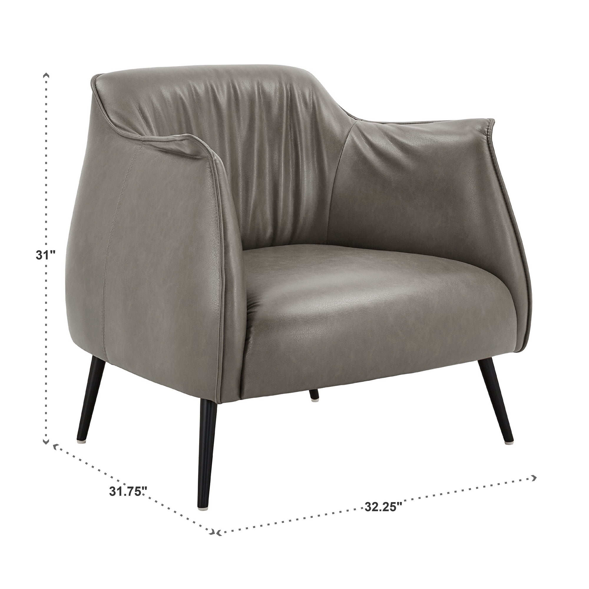 Weston Home Eindhoven Faux Leather Barrel Accent Chair, Grey