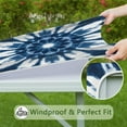 thumbnail image 6 of Blue Tie Dye Flower Mandala Pattern Square Fitted Tablecloth with Elastic Edge,Square Table Cover,Washable Elastic Table Cover for Home Kitchen Party Decor 34"x34", 6 of 6