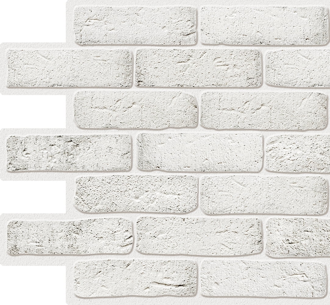 White Faux Bricks, 3.2 ft x 1.6 ft (96cm x 48cm), PVC 3D Wall Panel