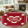 thumbnail image 2 of Round Rugs 6 Ft, Red Valentine's Day Non Slip Area Rugs for Kitchen Bedroom Entryway, Love Heart Spring Floral Roses Washable Carpet Runner Rug Floor Mats for Bedroom Home Decor, 2 of 9
