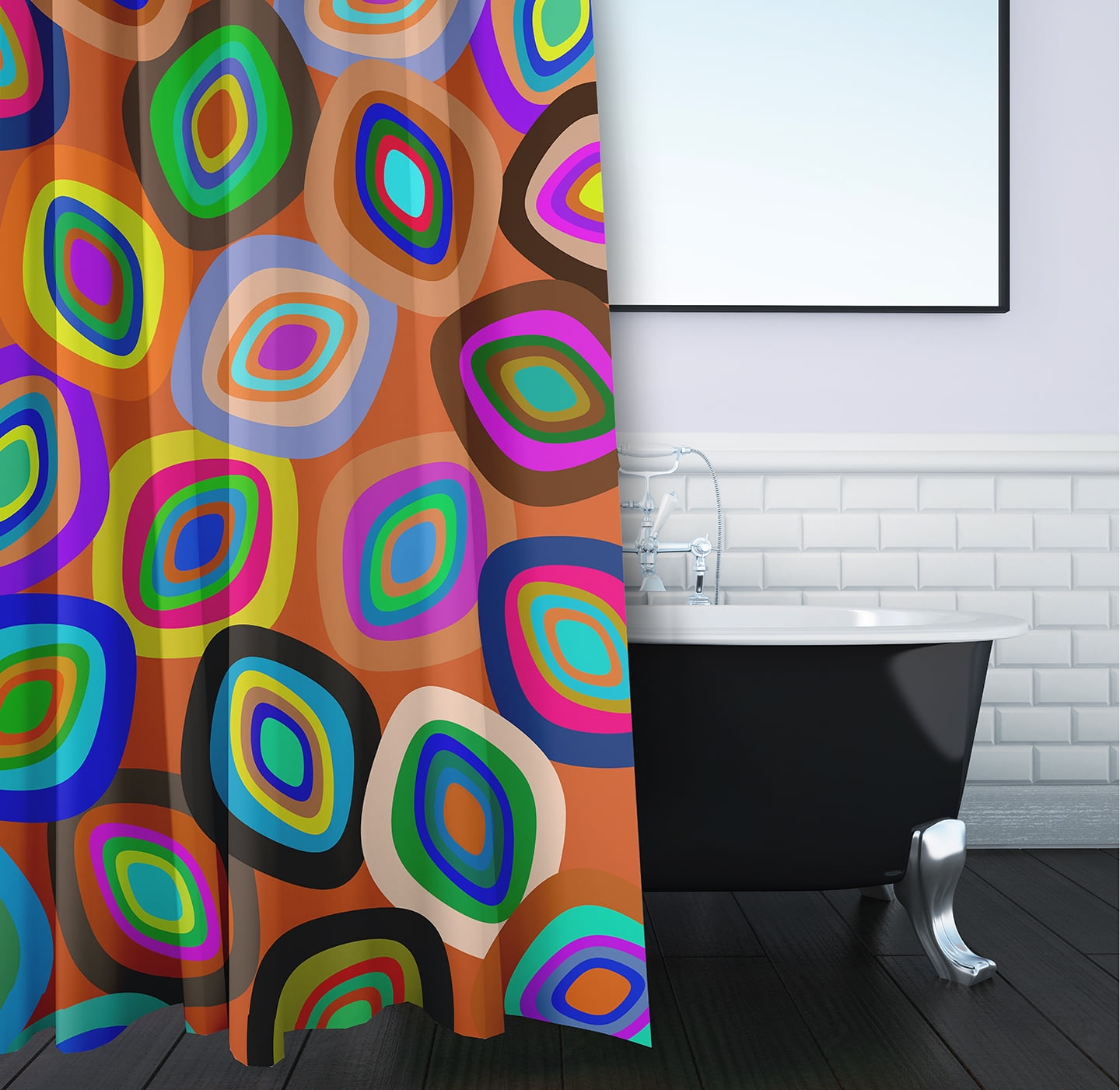 Simply Daisy 70" W x 73" L Modern Leaf Pile Polyester Shower Curtain, Multi [1 Ct]