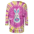thumbnail image 5 of Cavosen Happy Easter Womens 3/4 Length Sleeve Blouses Summer Bunny Tie Dye Print Pullover Shirts Crewneck Holiday Tops Vacation Festival T Shirts Loose Dressy Fashion Tees M, 5 of 5