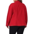 thumbnail image 3 of Agnes Orinda Women's Plus Size School College Jean Jacket Stitching Button Washed Denim Outerwear Coat 5X Red, 3 of 6