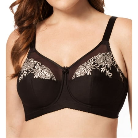 

Women s Elila 1301 Embroidered Microfiber Wireless Soft-cup Bra (Black/Silver 44A)