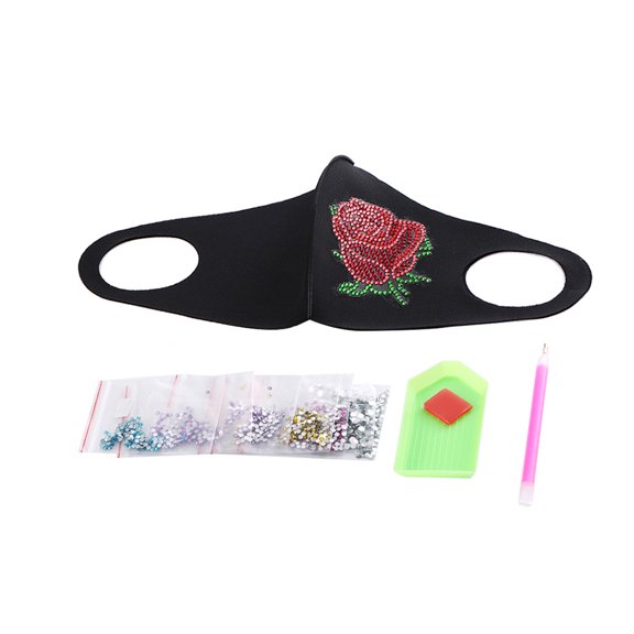 Cubierta bucal Cubierta bucal con diamantes de imitación Pintura Protector facial de tela hecho a mano para bricolaje, AA433, Rosa seitruly HA003519-02