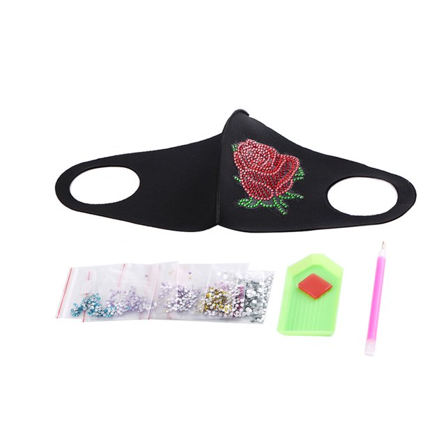 Cubierta bucal Cubierta bucal con diamantes de imitación Pintura Protector facial de tela hecho a mano para bricolaje, AA433, Rosa seitruly HA003519-02