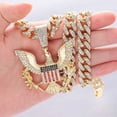 thumbnail image 4 of Bald Eagle badge necklace&Pendant Charm Animal Chain Necklace 14K Yellow Gold Iced Out Crystal Cuban chain Men Hip Hop Jewelry gift, 4 of 5