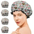 thumbnail image 7 of Shower Caps,Cute Pitbull Terriers Dog and Flower Waterproof Shower Cap for Women 4 Pieces,Double Reusable Hair Cover for Shower PEVA Elastic Stretch Hem, 7 of 7