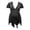 Black, variant on Women Alluring Lace Mesh V Neck Flutter Sleeve Plus Size Chemise Pajama Set