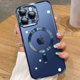 thumbnail image 1 of KOMI Magnetic Case for iPhone 15 Pro Case [Compatible with MagSafe] Full Camera Protection Clear Plating Luxury Cover for Women Men Soft TPU Bumper Drop Protective Phone Case (6.1"), Blue Titanium, 1 of 5