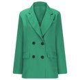 thumbnail image 5 of jtjvou 2025 Fall Women's Tweed Plaid Blazer Jacket - Fully Lined Fashion Business Casual Lapel Elegant Coat with Pockets Green L, 5 of 8