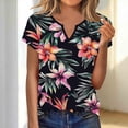 thumbnail image 5 of Vmvidoty Women's Summer Tops Casual Notched Neck Short Sleeve Shirts Lightweight Blouses Black XL, 5 of 6