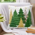 thumbnail image 3 of Pillow Covers 18x18 Set of 2, Green Christmas Tree Throw Pillow Covers Decorative Couch Cushion Cover, Golden Xmas Tree Winter Snowflake Microfiber Soft Square Pillowcases for Bedroom Living Room, 3 of 9