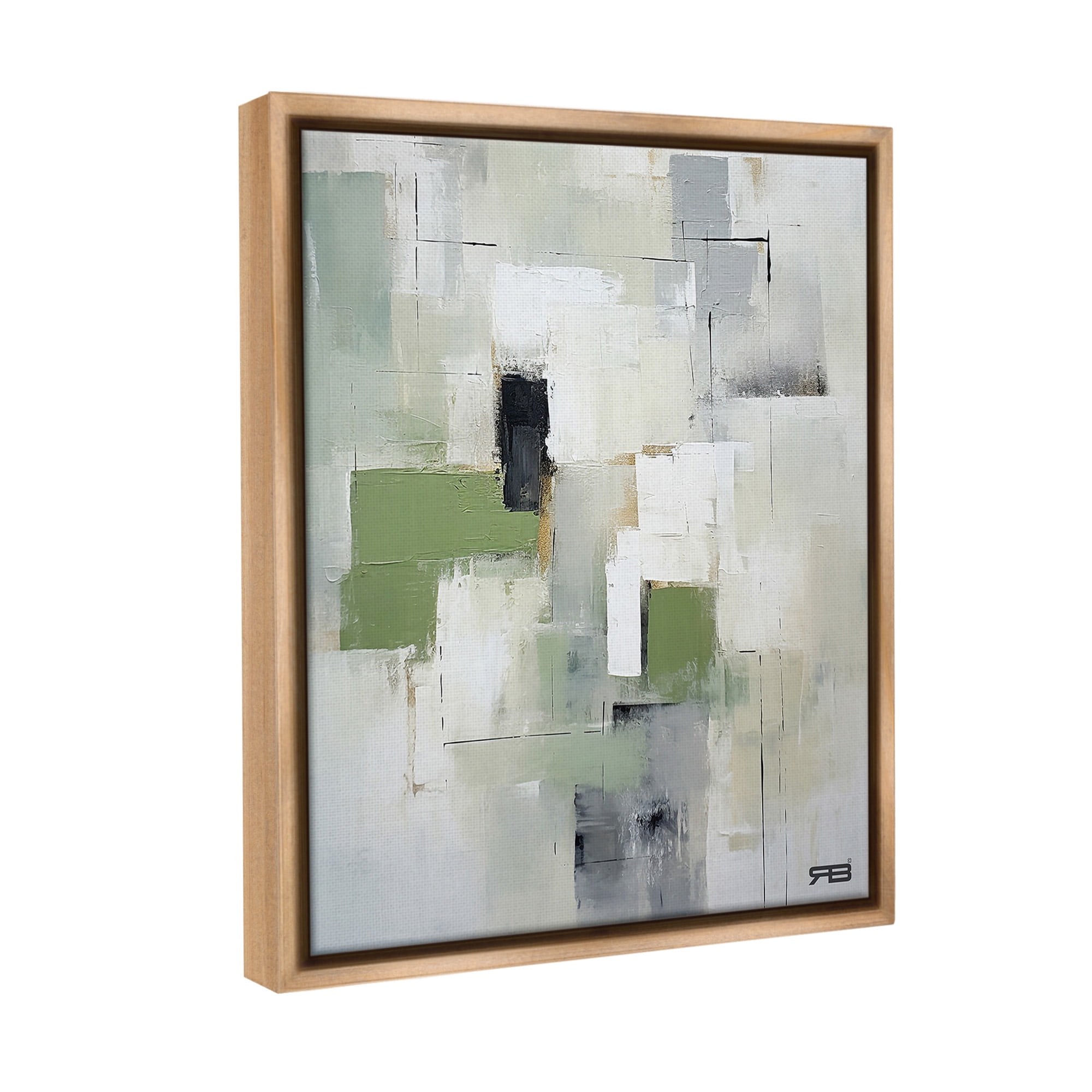 Stupell Industries Subtle Grey Shapes Abstract Painting Brown Floater Framed Canvas Art Print Wall Art, 17 x 21