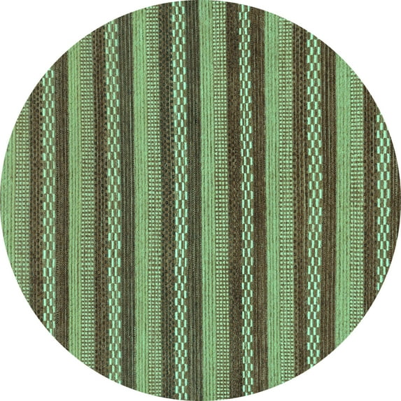 Ahgly Company Machine Washable Indoor Round Oriental Turquoise Blue Modern Area Rugs, 4' Round
