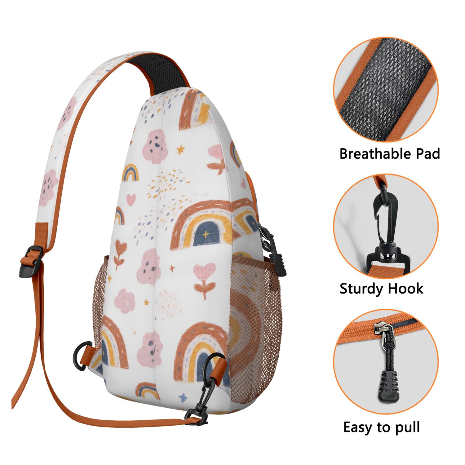 Crossbody Sling Bag Hiking Casual Sport Daypack Rainbow Cartoon () Crossbody Bag for Travel Hiking Bag for Women Men