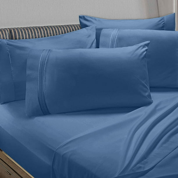 6 Piece 1800 Collection Bed Sheet Set with Extra Pillowcases, Deep