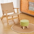 thumbnail image 5 of Storage Ottoman, Modern Round Footrest with Soft Padded Seat, Teddy Velvet Footstool with Wood Legs, Accent Small Table or Plant Stand for Living Room (Brilliant Green), 5 of 7